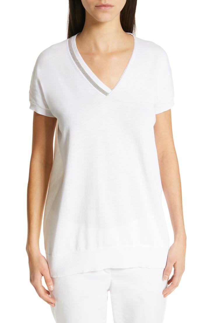 Women's Fabiana Filippi Bead Trim Top Us / 38 It - White