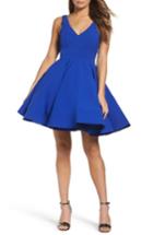 Women's Ieena For Mac Duggal Double V-neck Fit & Flare Party Dress - Blue