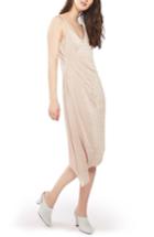 Women's Topshop Asymmetrical Slinky Midi Dress Us (fits Like 0) - Beige