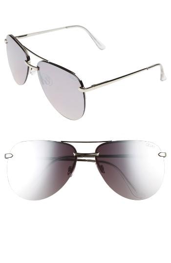 Women's Quay Australia The Playa 64mm Aviator Sunglasses - Silver/ Silver Mirror