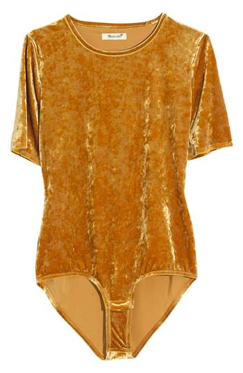 Women's Madewell Crushed Velvet Short Sleeve Bodysuit