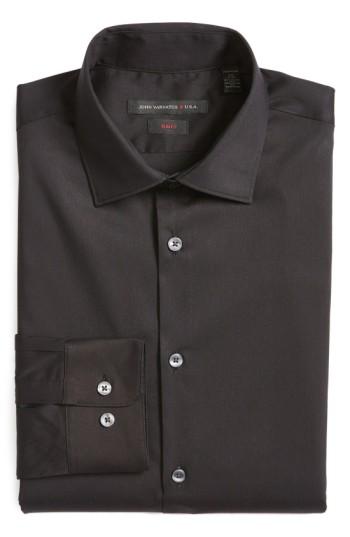 Men's John Varvatos Star Usa Slim Fit Solid Stretch Cotton Dress Shirt .5r - Black