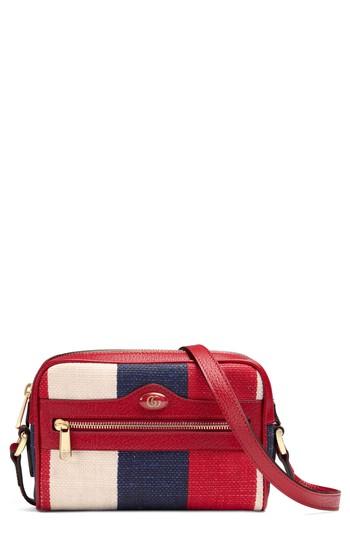 Gucci Ophidia Washed Cotton Stripe Mini Bag - Red