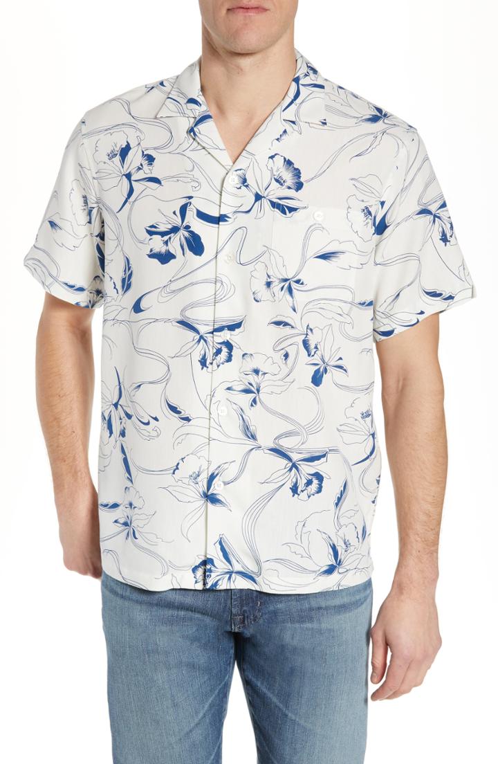 Men's Tori Richard Orchid Regular Fit Silk Blend Camp Shirt - White