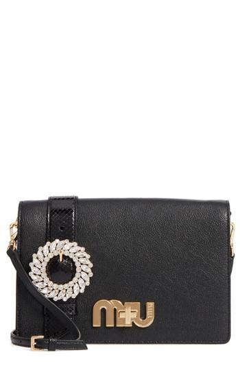 Miu Miu Madras Crystal Embellished Leather & Genuine Snakeskin Clutch -