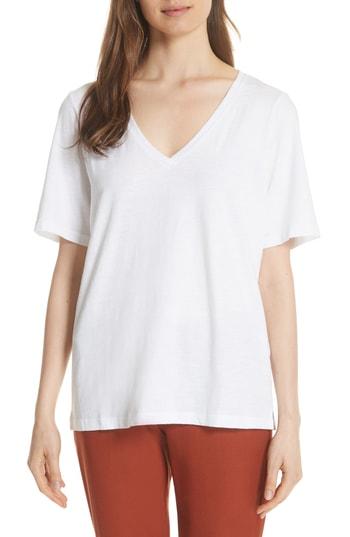 Women's Eileen Fisher V-neck Organic Cotton Tee - White