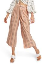 Women's Topshop Stripe Wide Leg Crop Trousers Us (fits Like 0) - Beige