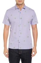 Men's Tori Richard Palm2palm Trim Fit Embroidered Sport Shirt - Purple