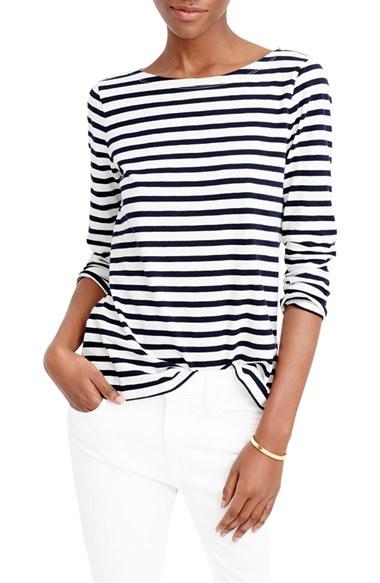 Women's J.crew Stripe Boat Neck Tee