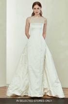Women's Amsale Silk Pencil Gown With Bustle, Size In Store Only - Beige