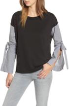 Women's Socialite Tie Sleeve Sweatshirt - Black