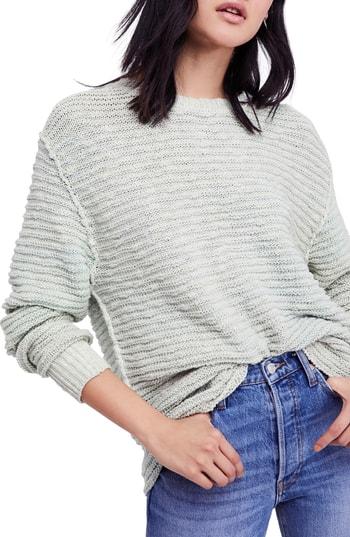 Women's Free People Menace Solid Tunic Sweater - Blue/green