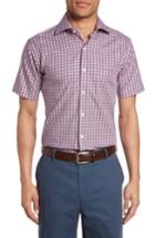 Men's Peter Millar Regular Fit Short Sleeve Crisp Pane Sport Shirt - Blue