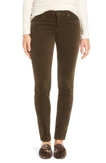Petite Women's Kut From The Kloth Diana Stretch Corduroy Skinny Pants P - Green