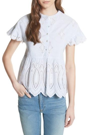 Women's Joie Cerelia Eyelet Scallop Blouse, Size - White