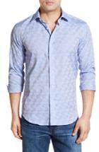 Men's Bugatchi Classic Fit Optic Print Sport Shirt - Blue