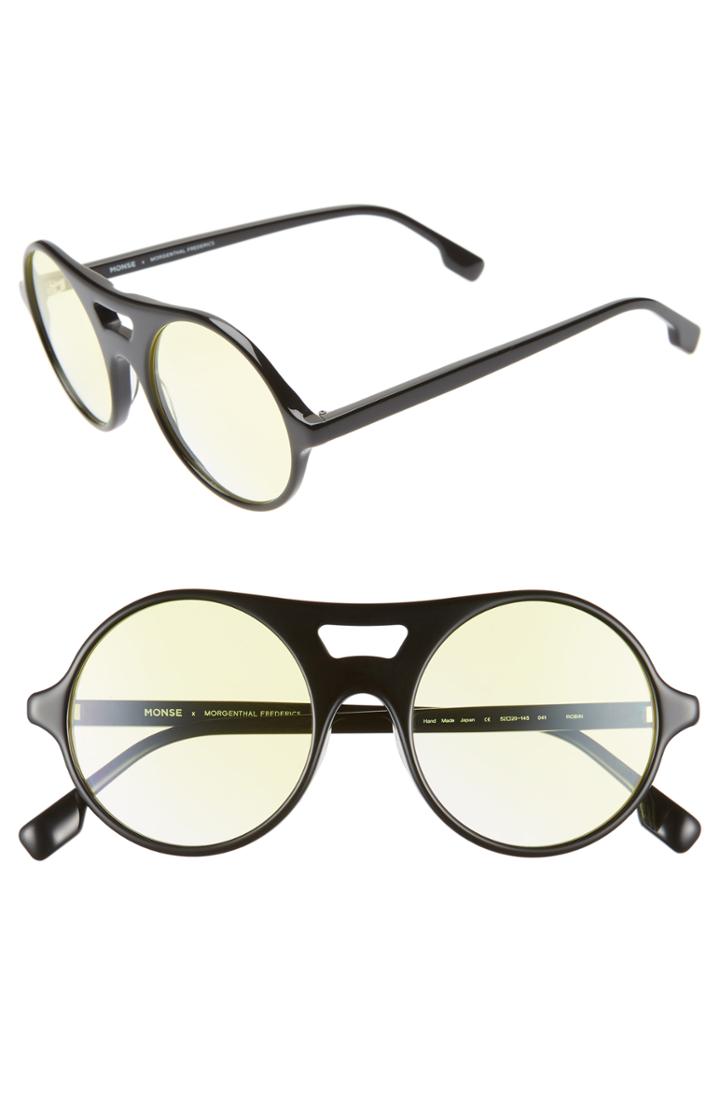 Women's Monse X Morgenthal Frederics Robin 52mm Round Sunglasses - Black/ Yellow
