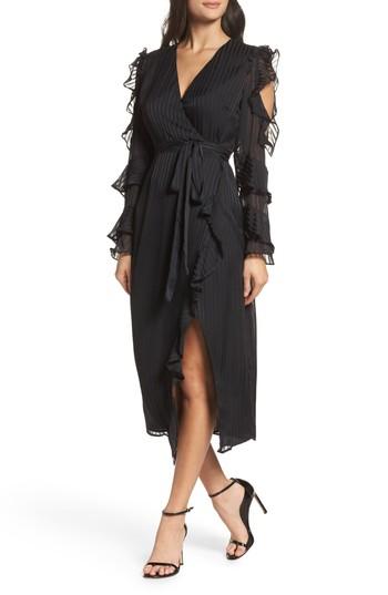 Women's Bardot Midnight Cold Shoulder Wrap Dress