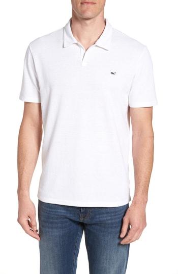 Men's Vineyard Vines Solid Linen & Cotton Polo - White