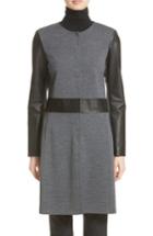 Women's St. John Collection Leather & Milano Knit Topper - Grey