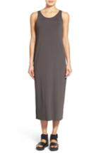 Women's Eileen Fisher Scoop Neck Jersey Midi Dress, Size - Grey