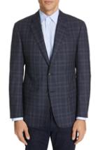 Men's Emporio Armani Trim Fit Plaid Wool & Silk Sport Coat Us / 48 Eu R - Blue
