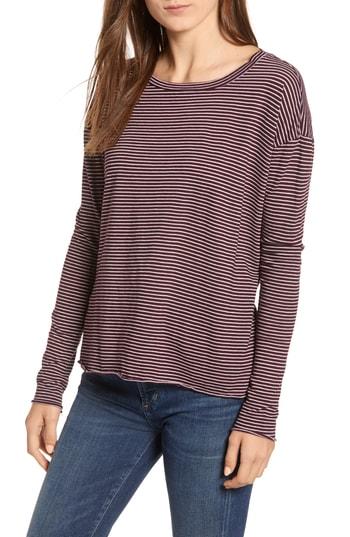 Women's Frank & Eileen Tee Lab Core Stripe Long Sleeve Tee - Burgundy