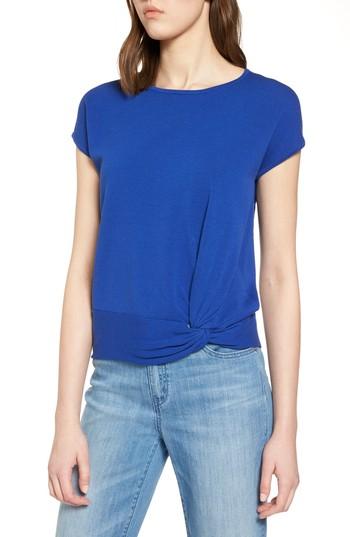 Women's Halogen Twist Front Cotton Sweater - Blue