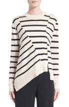 Women's Proenza Schouler Cotton & Cashmere Asymmetrical Stripe Sweater - White