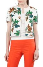 Women's Akris Punto Tropical Print Cap Sleeve Jacket - White