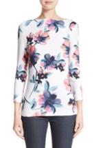 Women's St. John Collection Naveena Floral Print Top, Size - White