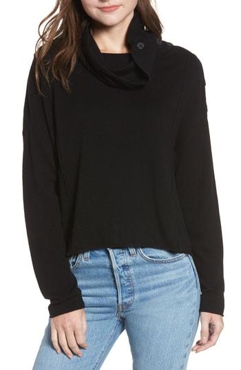 Women's Splendid Runyon Button Neck Sweater - Black