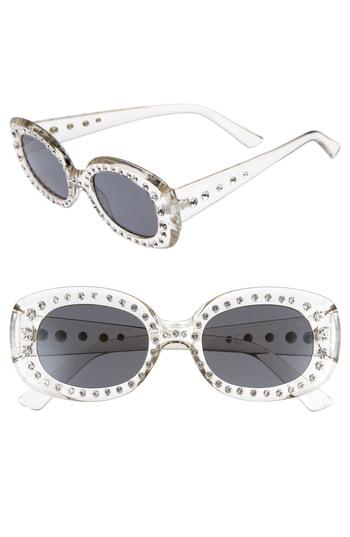 Women's Glance Eyewear 59mm Clear Rhinestone Rectangular Sunglasses - Clear