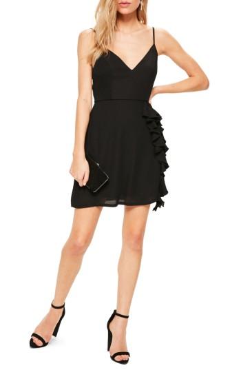 Women's Missguided Ruffle Crepe Sheath Dress Us / 6 Uk - Black