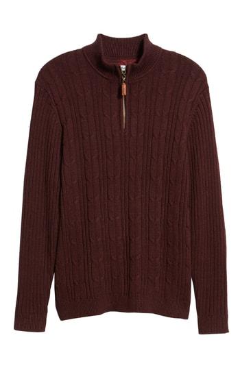 Men's Tommy Bahama Tenorio Cable Knit Zip Sweater, Size - Red