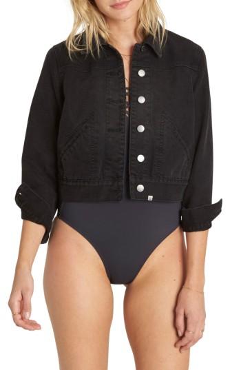 Women's Billabong Beamin & Dreamin Crop Jean Jacket - Black