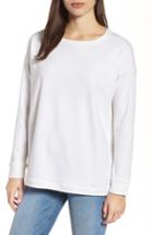 Women's Eileen Fisher Jewel Neck Organic Stretch Cotton Tee, Size - White