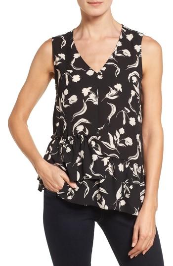 Petite Women's Halogen Drop Ruffle Tank Top, Size P - Black