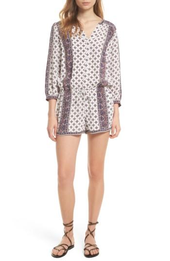 Women's Joie Akeela Border Print Silk Romper - White