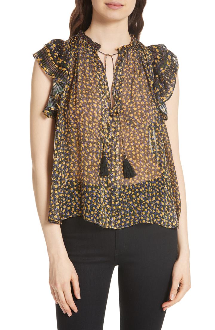 Women's Ulla Johnson Doria Floral Silk Blend Blouse