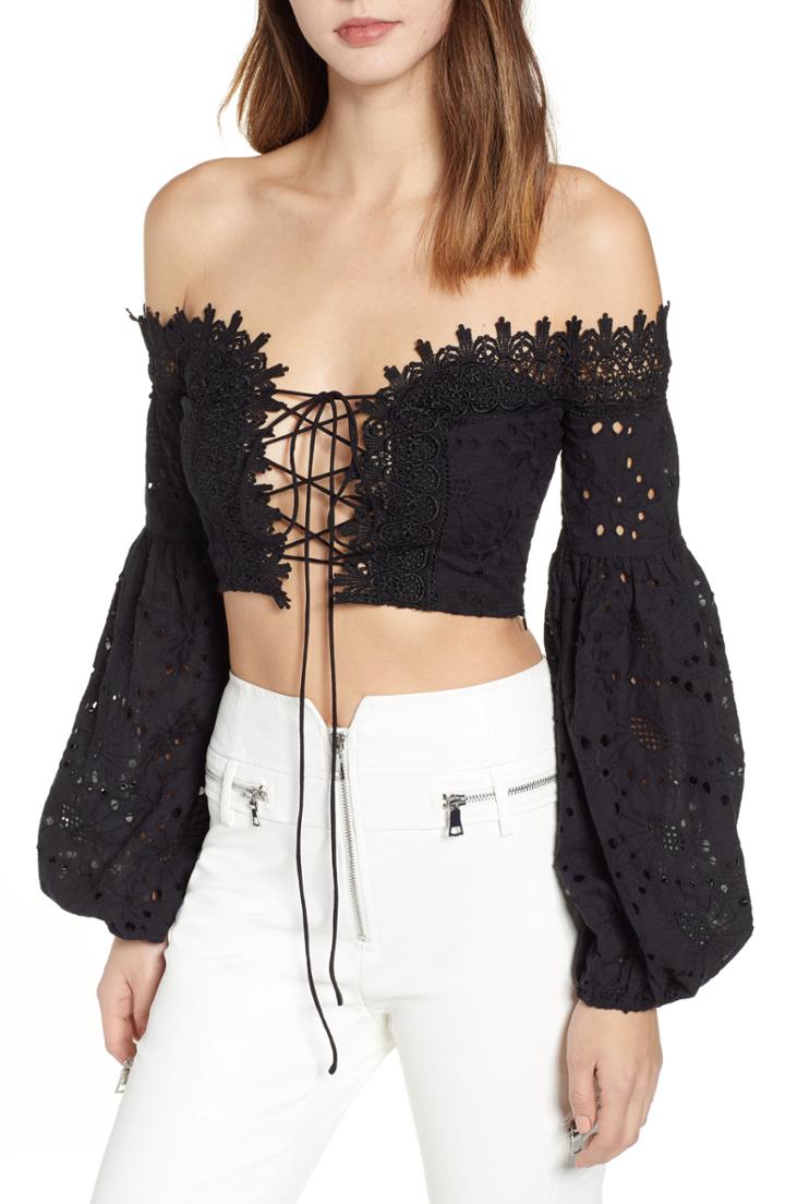 Women's Tiger Mist Zimi Off The Shoulder Crop Top - Black