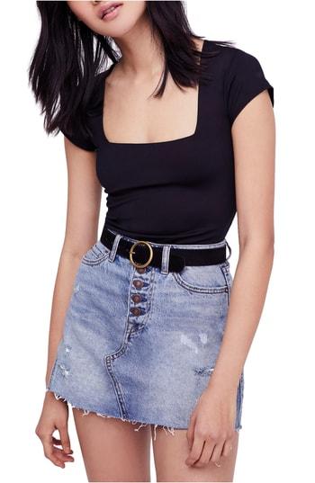 Women's Free People Square Eyes Bodysuit - Black