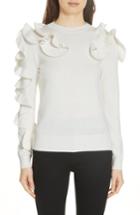 Women's Ted Baker London Pallege Frill Sleeve Wool Blend Sweater - Ivory
