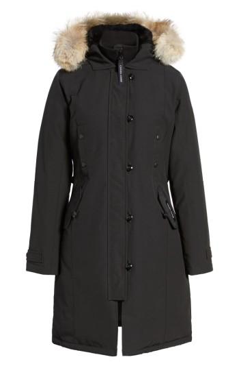 Women's Canada Goose Kensington Slim Fit Down Parka With Genuine Coyote Fur Trim, Size (000-00) - Purple