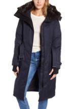 Women's Nobis She-ra Genuine Coyote & Rabbit Fur Trim Down Parka - Blue