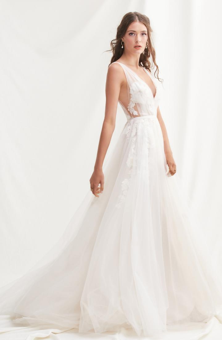 Women's Willowby Lanie Floral Applique A-line Wedding Dress - Ivory