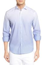 Men's Bugatchi Shaped Fit Ombre Print Sport Shirt - Blue