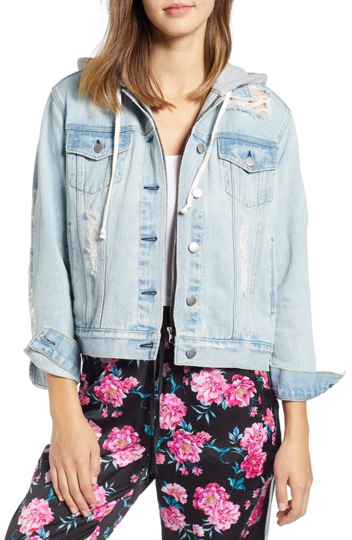 Women's Kendall + Kylie Hooded Denim Jacket - Blue