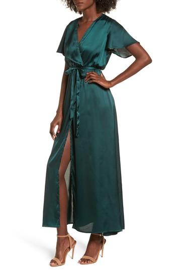 Women's Stone Row Ez Days Satin Wrap Maxi Dress - Green