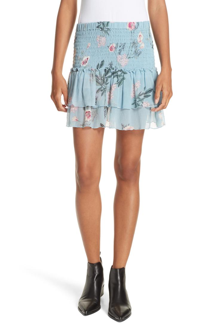 Women's Dolan Flutter Chiffon Silk Miniskirt - Blue